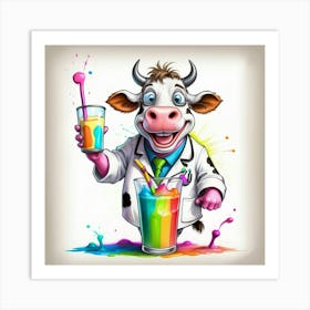 Cow In A Lab Coat 3 Art Print