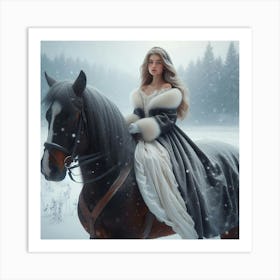 Girl Riding A Horse 1 Art Print