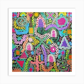 Colorful funky patterns Art Print