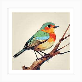 Cubism Art, Robin bird Art Print