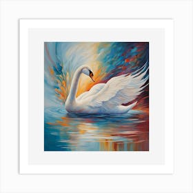 Swan in Lake Art Print