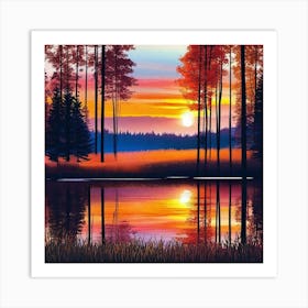 Sunset By The Lake 33 Art Print