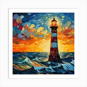 Lighthouse At Sunset 16 Art Print