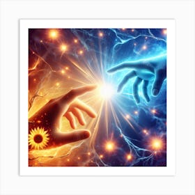 Two Hands Reaching For Each Other Art Print