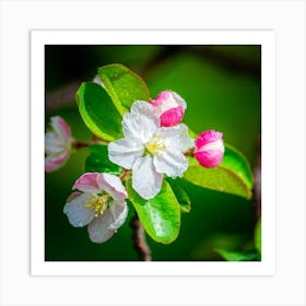 Blooming Pear Tree In Spring Close Shot Showcasing The Intricate Arrangement Of Small Blush Toned B Art Print