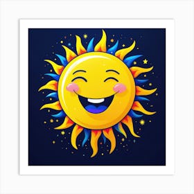 Lovely smiling sun on a blue gradient background 53 Art Print