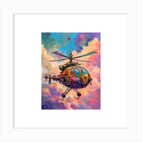 Steampunk Retro Helicopter Art Print