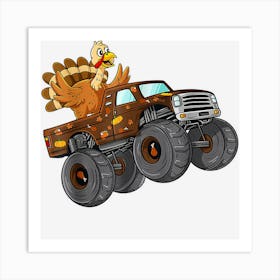 Thanksgiving Turkey Riding Monster Truck Boys Art Print