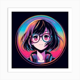 Anime Girl With Glasses 9 Art Print