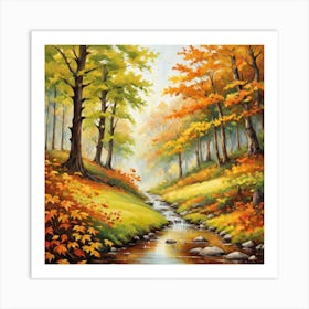 Forest In Autumn In Minimalist Style Square Composition 49 Art Print