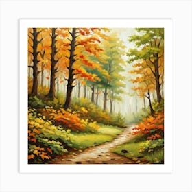 Forest In Autumn In Minimalist Style Square Composition 220 Art Print