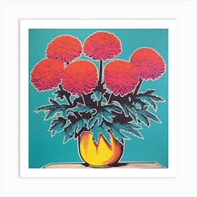 Chrysanthemum 3 Pop Art Illustration Square Art Print