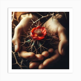 Cactus In Hands Art Print