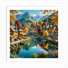 Autumn Village Art Print