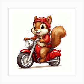 Squirrel Riding A Motorcycle Art Print