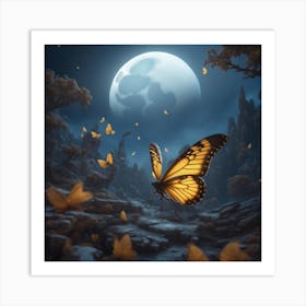 Butterfly In The Moonlight Art Print