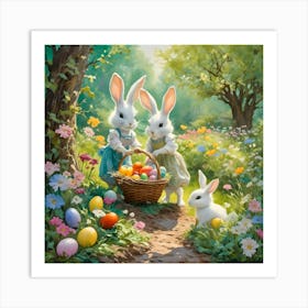 Easter Bunnies Art Print