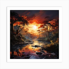 Sunset In The Jungle 1 Art Print