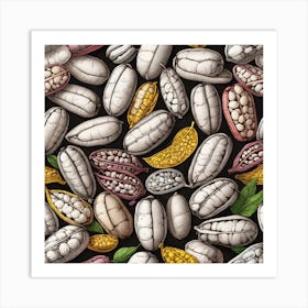 Seamless Pattern Of Coffee Beans 5 Art Print