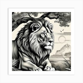 Lion In The Forest 14 Art Print