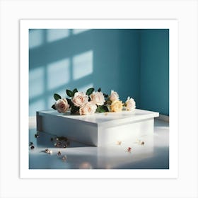 White Box With Roses Art Print