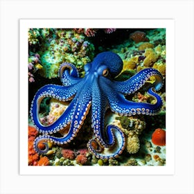 Octopus Cephalopod Tentacles Invertebrate Marine Ocean Creature Camouflage Suction Intellig (1) Art Print