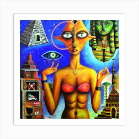 Cubism Oil Painting, Secret Societies Art Print