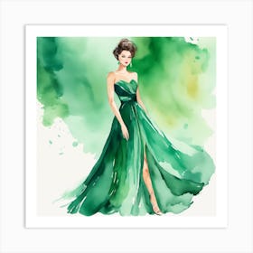 Woman In A Green Dress Art Print