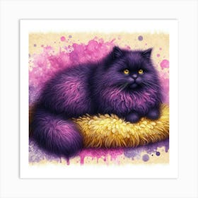 Purple Persian Cat Art Print