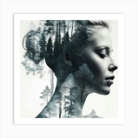 Portrait Of A Woman With Trees 1 Art Print