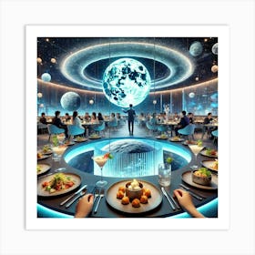 An Immersive Dining Experience At The Futuristic Satellite Fusion Restaurant 1024x1024 Art Print