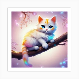 Cute Kitten On A Branch 2 Art Print