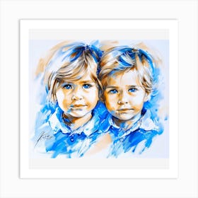 Two Boys In Blue Art Print