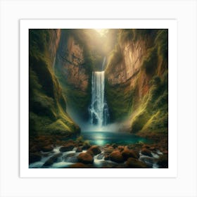 Waterfall In The Forest 46 Art Print