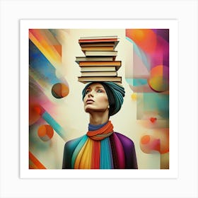 Modern Art of Books and Graceful Movement Art Print