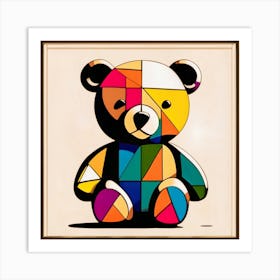 Teddy Bear, Minimilist, Abstract Art Print