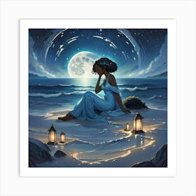 Moonlit Woman Art Print