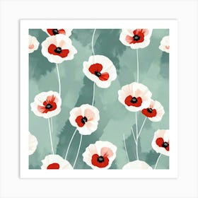 White and red poppies Art Print