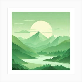 Misty mountains background in green tone 202 Art Print