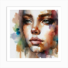 Watercolor Of A Woman'S Face 24 Art Print