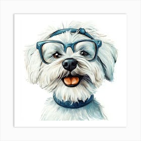 Dog With Glasses 76 Art Print