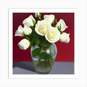 White Roses for the first day of Spring Art Print