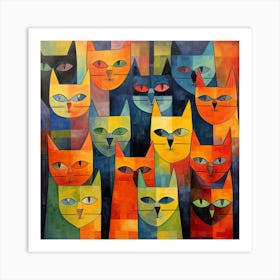 Maraclemente Cats Painting Style Of Paul Klee Seamless 3 Art Print