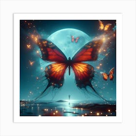 Butterfly In The Moonlight Art Print