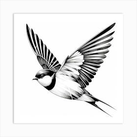 Swallow - Abstract Line Art Illustration 264 Art Print