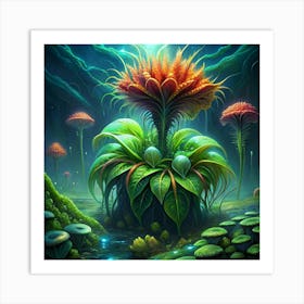 Glowing Alien Flora In A Mystical Forest Art Print