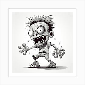 Zombie Boy Vector Illustration Art Print