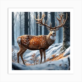 Deer In The Woods 62 Art Print