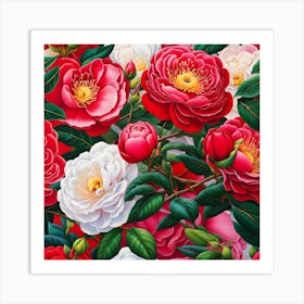 Graceful Camellia in Full Bloom Art Print