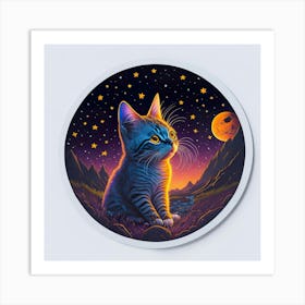 Cat Colored Sky (57) Art Print